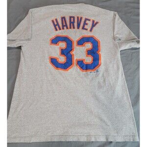 MLB Majestic New York Mets Matt Harvey #33 T-Shirt Gray Men’s M